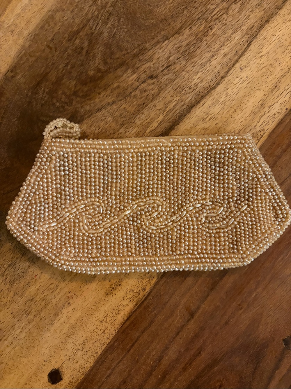 Vintage Pearl Beaded Women’s Clutch Bag - Champagne